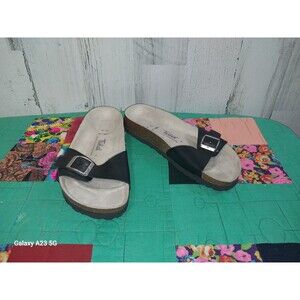 TULA Birkenstock Madrid Black Slide Sandals Womens Size US 6